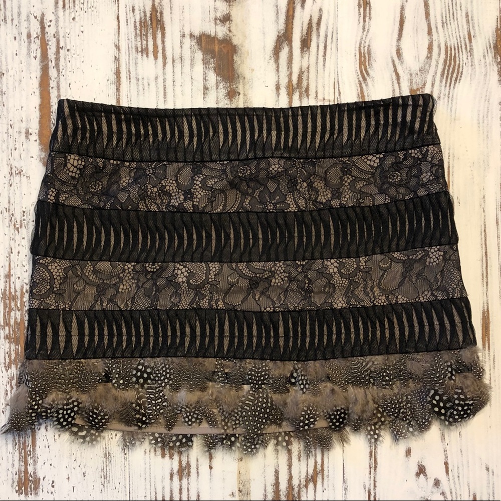 Bebe lace and feather skirt